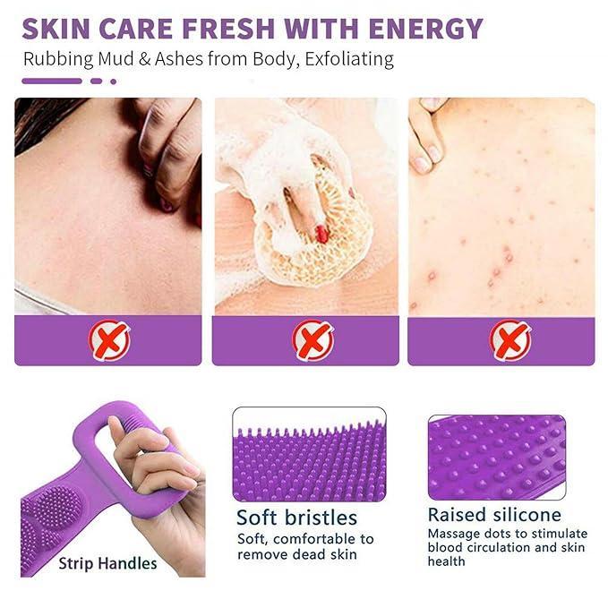 3-Pack Silicone Body wash/Scrubber Belts – Reusable & Easy-to-Clean for shower & Skincare
