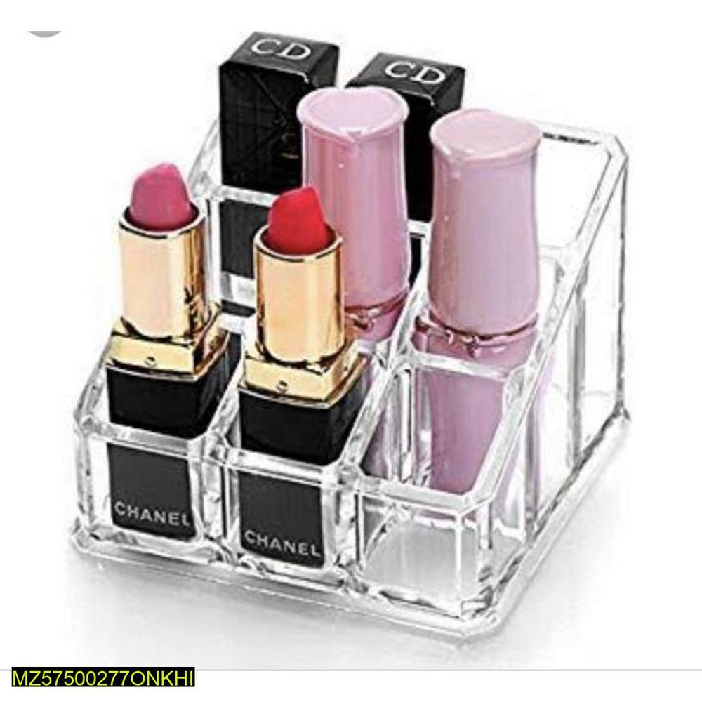 "Clear Acrylic Lipstick Holder with 9 Slots – Makeup Organizer"