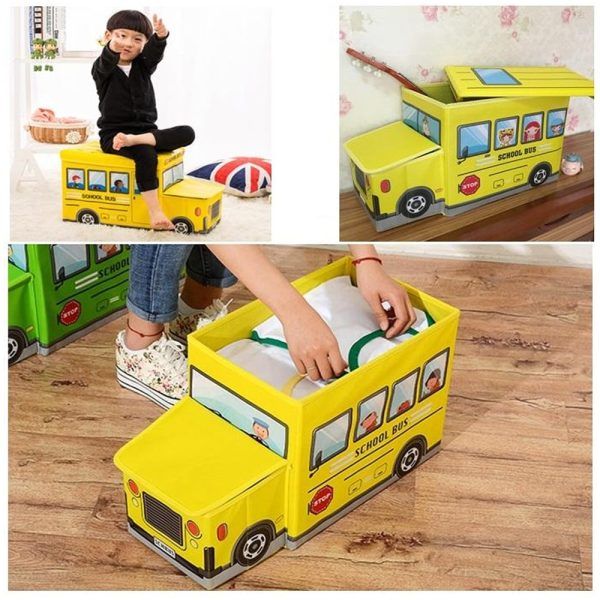 Multi-Purpose Bus-Shaped Storage box for Kids – Toy & Clothing Organizer Box