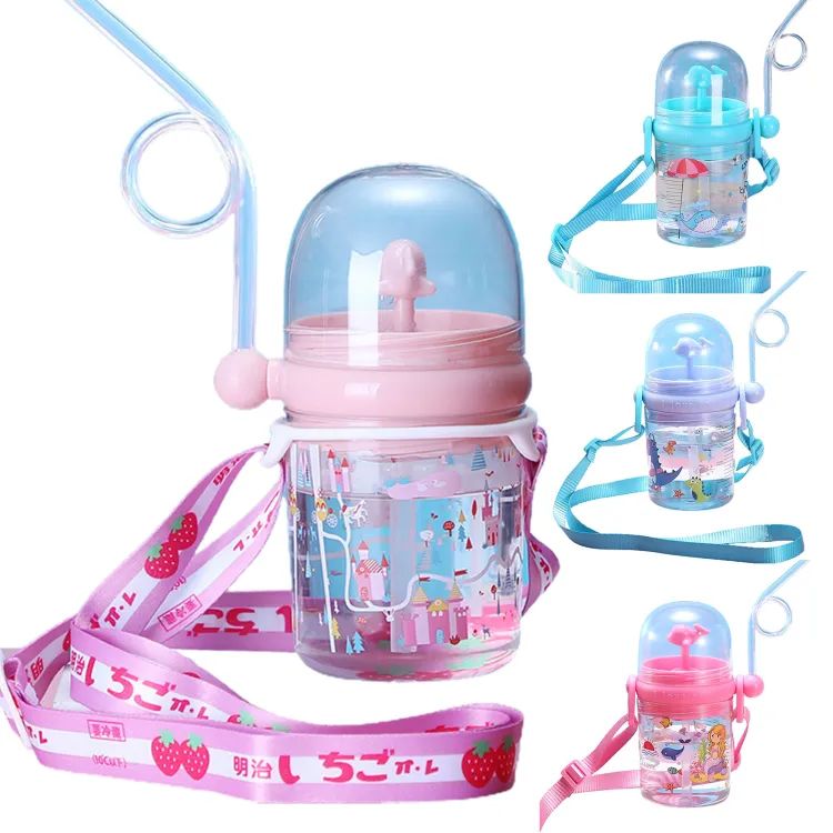 Water Cup Drop Proof Strap Design Plastic Whale Spray Drinking Cup for Children