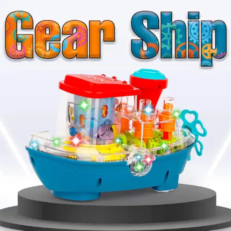 Kids Transparent Land Ship Toy with Music and Colorful LED Lights