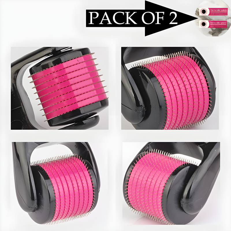 Pack of 2 – 0.5mm Derma Roller Microneedle Set | Professional Skin Care & Massage Tools for Home Use
