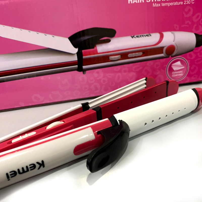 Kemei KM-1290 Professional Ceramic Hair Straightener | Multi-Functional Hair Styling Tool