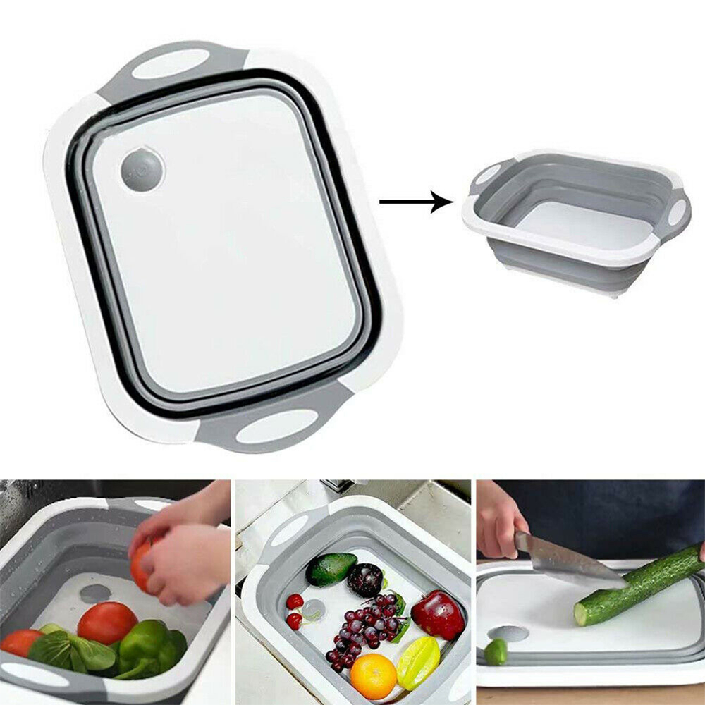 4-in-1 Foldable Kitchen Drain Basket & Cutting Board for Fruits and Vegetables