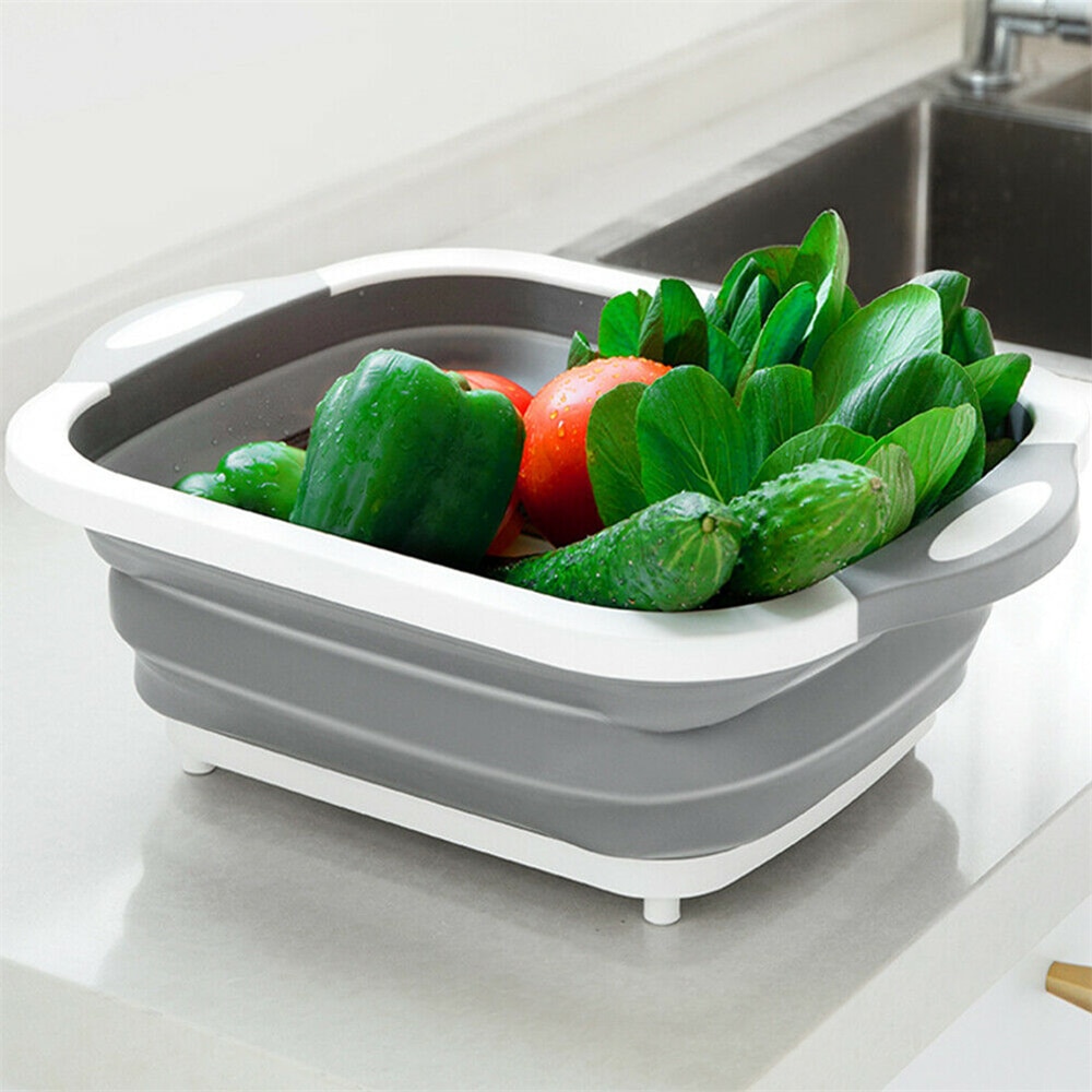 4-in-1 Foldable Kitchen Drain Basket & Cutting Board for Fruits and Vegetables