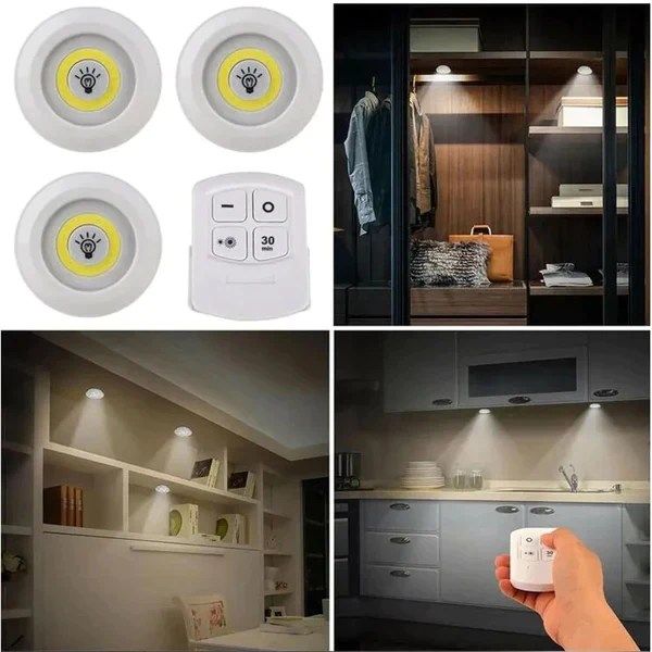 3 Pcs LED Tap Lights with Remote Control – Battery Operated Stick-On Night Lights